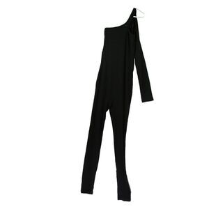 Melrose with Love Jumpsuit Catsuit Cat Suit Black Ribbed Knit One Shoulder M Nwt